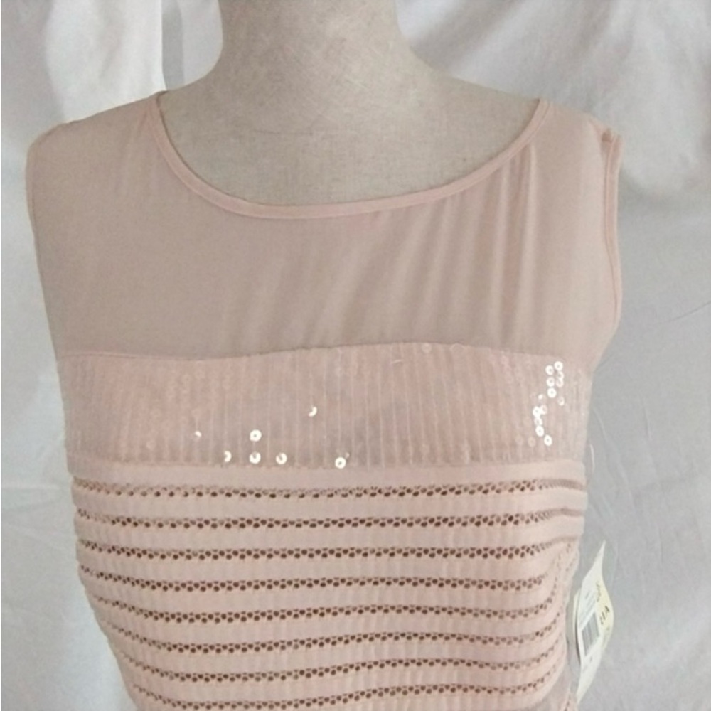🩷 Brand New Sangria Cream Shell dress with Cream Sequins and mesh top size 4 - Picture 3 of 8
